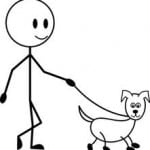man walking dog